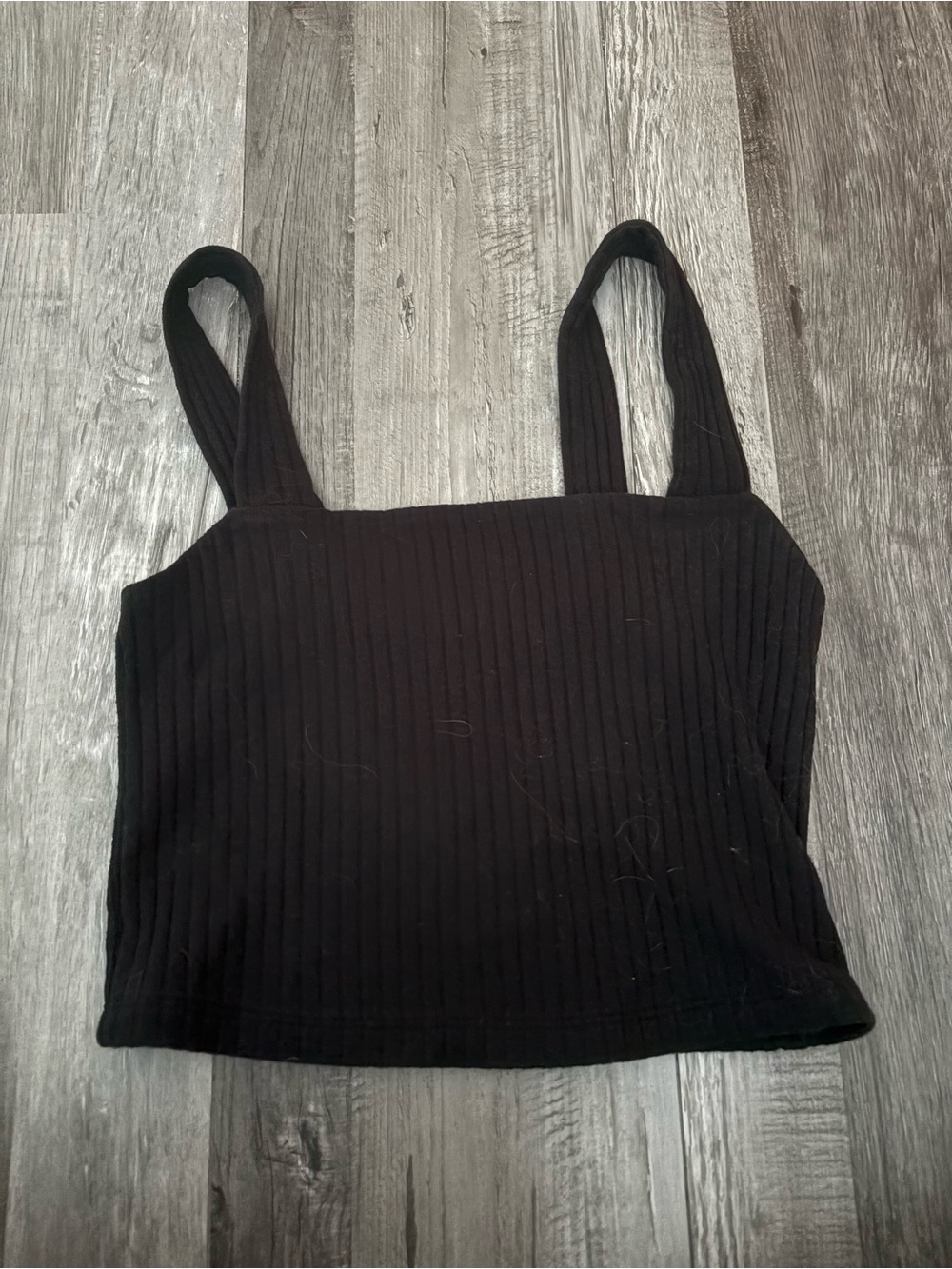 American Eagle Outfitters Black Ribbed Square-Neck Camisole